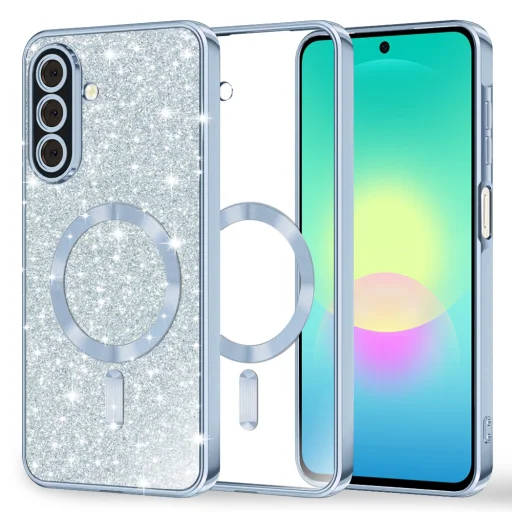 Svetlomodré puzdro Techsuit Luxury Glitter MagSafe pre Samsung Galaxy A27 5G - 1
