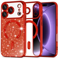 iPhone 18 Pro / iPhone 17 Pro červené puzdro Techsuit Luxury Glitter MagSafe