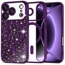 Tmavofialové puzdro Techsuit Luxury Glitter MagSafe pre iPhone 18 Pro / iPhone 17 Pro