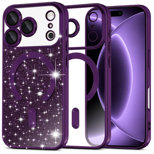 Tmavofialové puzdro Techsuit Luxury Glitter MagSafe pre iPhone 18 Pro / iPhone 17 Pro - 1