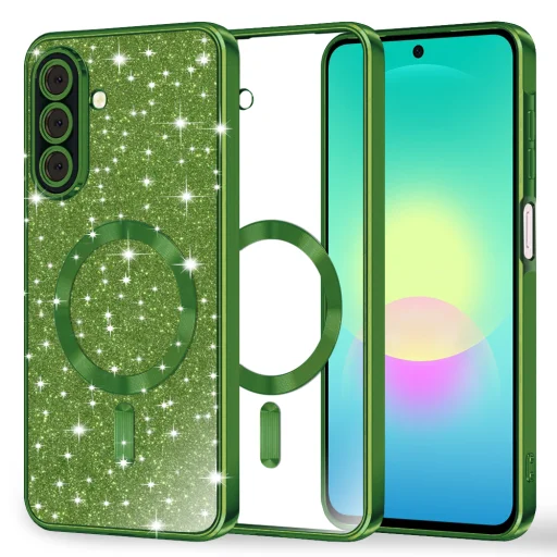 Samsung Galaxy A27 5G tmavozelené puzdro Techsuit Luxury Glitter MagSafe - 1