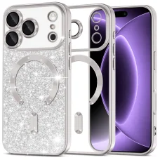 Strieborné puzdro Techsuit Luxury Glitter MagSafe pre iPhone 18 Pro / iPhone 17 Pro