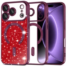 iPhone 18 Pro / iPhone 17 Pro tmavočerešňové puzdro Techsuit Luxury Glitter MagSafe