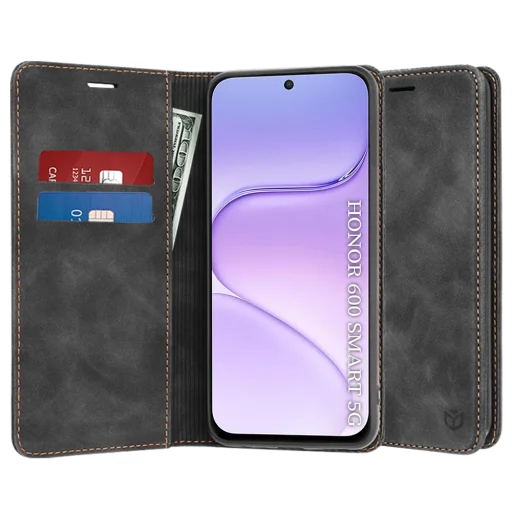 Honor 600 Smart čierne Techsuit Confy Cover knižkové puzdro - 1