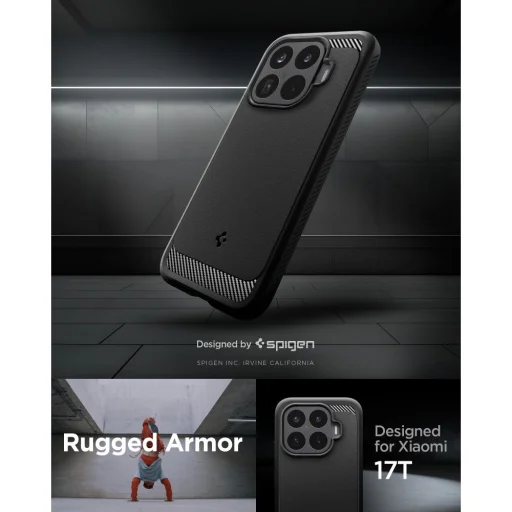 Xiaomi 17T matné čierne puzdro Spigen Rugged Armor - 6