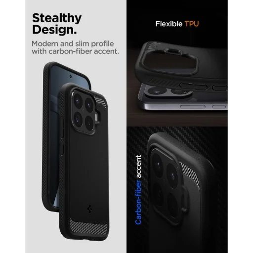 Xiaomi 17T Pro matné čierne puzdro Spigen Rugged Armor - 8