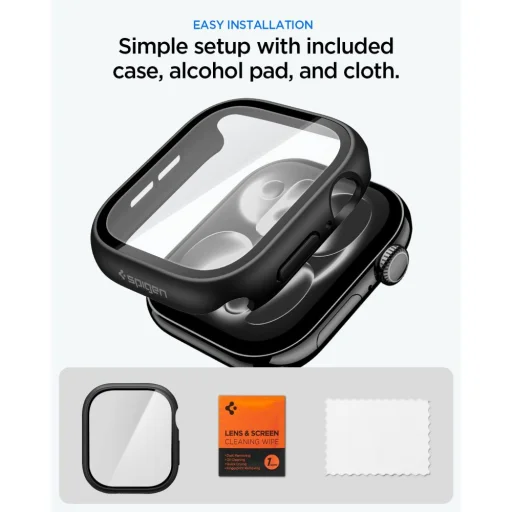 Spigen Thin Fit 360 Apple Watch 10 / 11 (46 mm) čierna - 9
