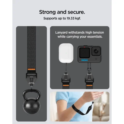 Spigen Universal Adjustable Lanyard Strap pútko na zápästie čierne - 9