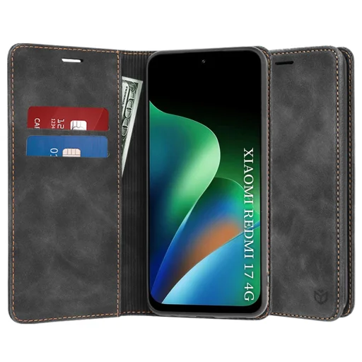  Xiaomi Redmi 17 4G / Redmi 17 5G fekete Techsuit Confy Cover könyvtok - 1