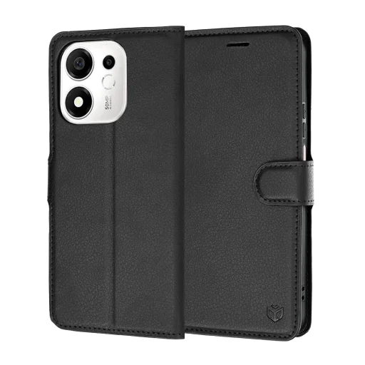 Honor 600 Smart čierne peňaženkové puzdro Techsuit Leather Folio - 1