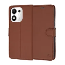 Hnedé peňaženkové puzdro Techsuit Leather Folio pre Honor 600 Smart
