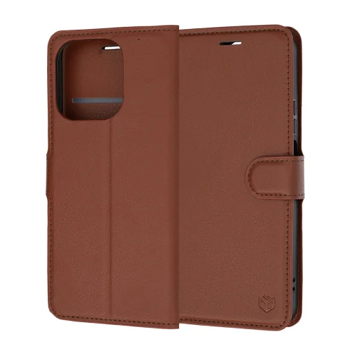 Hnedé peňaženkové puzdro Techsuit Leather Folio pre Honor 600 Smart - 6