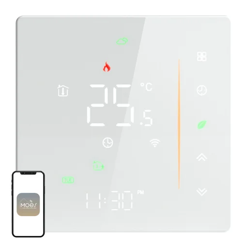 MOES WHT-006-GB-WH Wi-Fi termostat pre elektrické podlahové vykurovanie, biely - 1