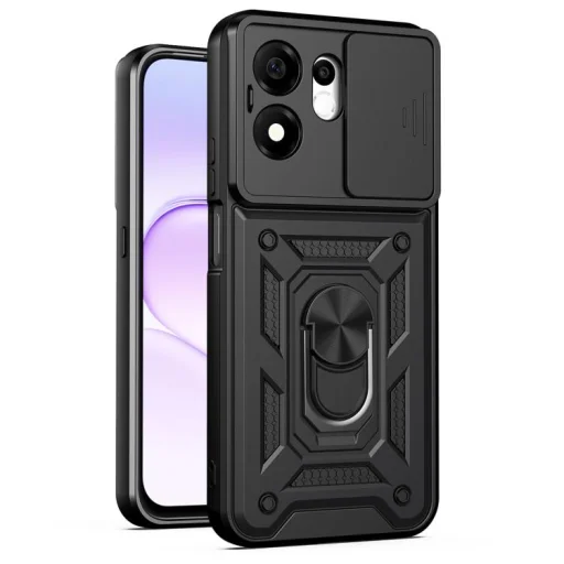 Honor 600 Smart 5G TPU+PC puzdro s posuvným krytom fotoaparátu (čierne) - 1