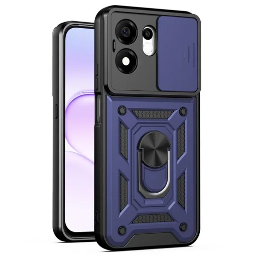 Honor 600 Smart 5G puzdro na telefón TPU+PC s posuvným krytom fotoaparátu (modré) - 1