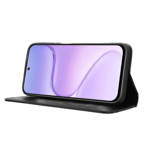 Honor 600 Smart 5G kožené flipové puzdro s retro textúrou a magnetickou sponou (čierne) - 5