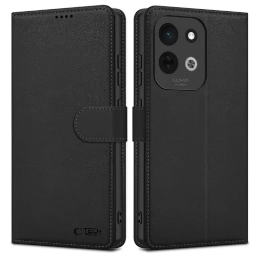 Xiaomi Redmi 17 4G / 5G čierne peňaženkové puzdro Tech-Protect Wallet - 1