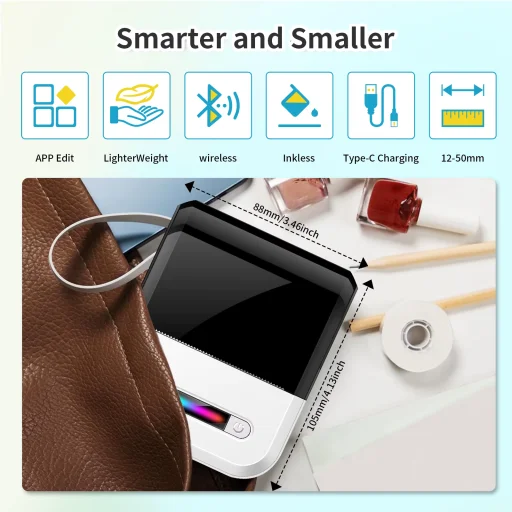Mini címke és blokk hőnyomtató bluetooth U1 fehér/fekete , e-nyugta kompatibilis (iOS/Android) - 7