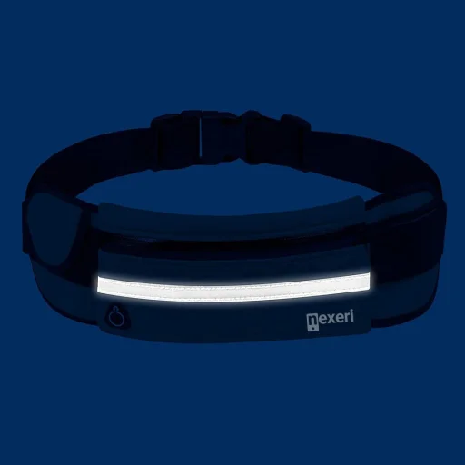 Nexeri Univerzális 7'' fényvisszaverő csíkos övtáska futáshoz fülhallgató kivezetéssel fekete - 2