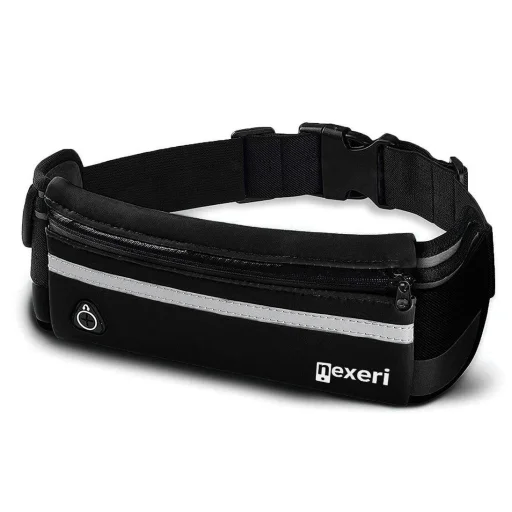 Nexeri Univerzális 7'' fényvisszaverő csíkos övtáska futáshoz fülhallgató kivezetéssel fekete - 3