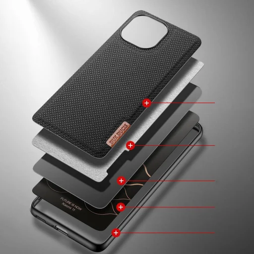 Xiaomi Mi 11 Dux Ducis Fino nylon bevonatú tok fekete - 2