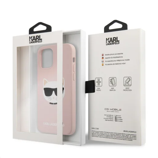 iPhone 12 Pro MAX Karl Lagerfeld KLHCP12LSLCHLP Choupette Head szilikon tok pink - 6