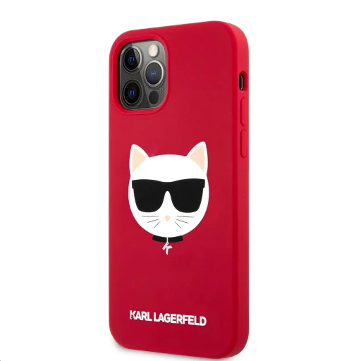 iPhone 12 Pro Max Karl Lagerfeld KLHCP12LSLCHRE Choupette Head szilikon tok piros - 6