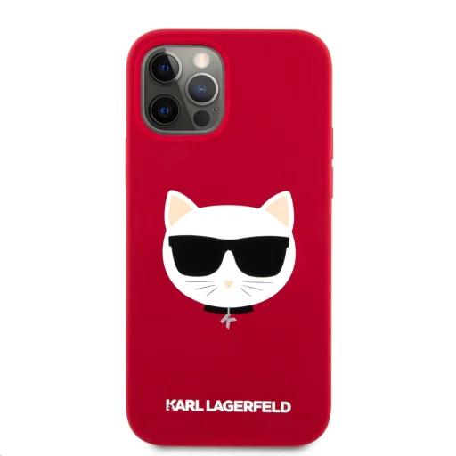iPhone 12 Pro Max Karl Lagerfeld KLHCP12LSLCHRE Choupette Head szilikon tok piros - 2