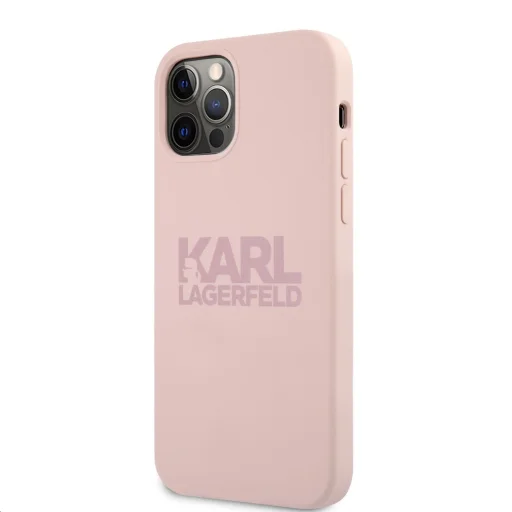 Karl Lagerfeld KLHCP12LSTKLTLP Stack Logo szilikon tok iPhone 12 Pro MAX rózsaszín - 6