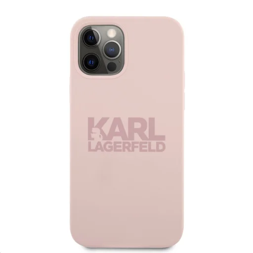 Karl Lagerfeld KLHCP12LSTKLTLP Stack Logo szilikon tok iPhone 12 Pro MAX rózsaszín - 1
