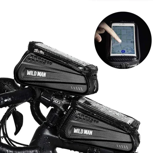 Biciklis telefontartó táska, kijelzőkezelő felülettel fekete - 8