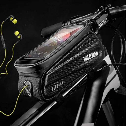 Biciklis telefontartó táska, kijelzőkezelő felülettel fekete - 13