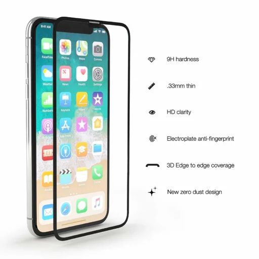 IPHONE X 5D kijelzővédő üvegfólia fekete - 9