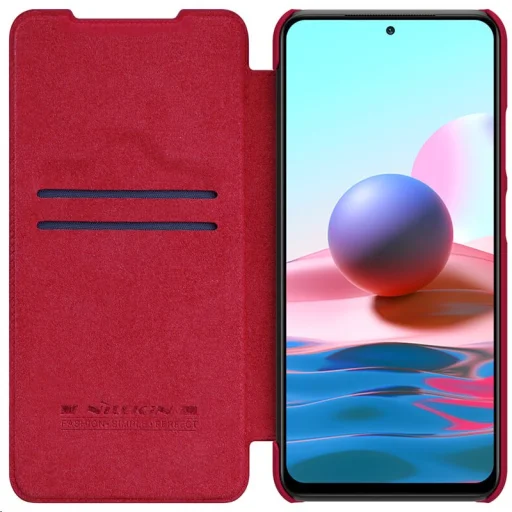 Xiaomi Redmi Note 10 4G/10s Nillkin Qin bőr fliptok piros - 4