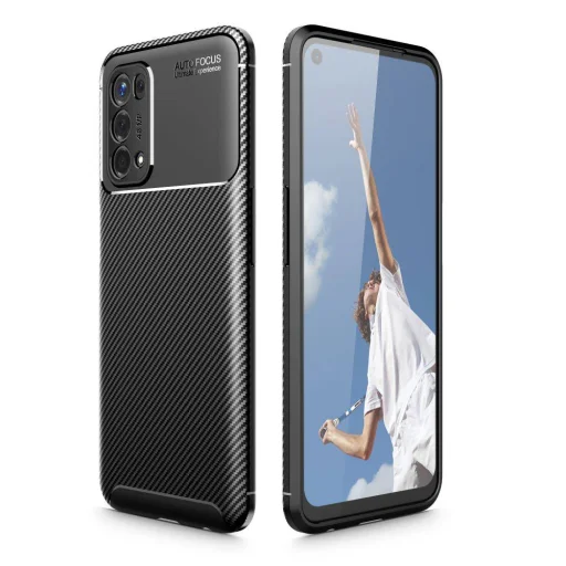OPPO A54 5G / A74 5G Tech-Protect carbon mintájú TPU tok fekete - 1