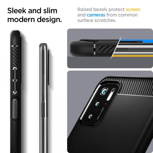 XIAOMI POCO M3 PRO 5G / REDMI NOTE 10 5G Spigen Rugged Armor tok matt fekete (ACS03367) - 12