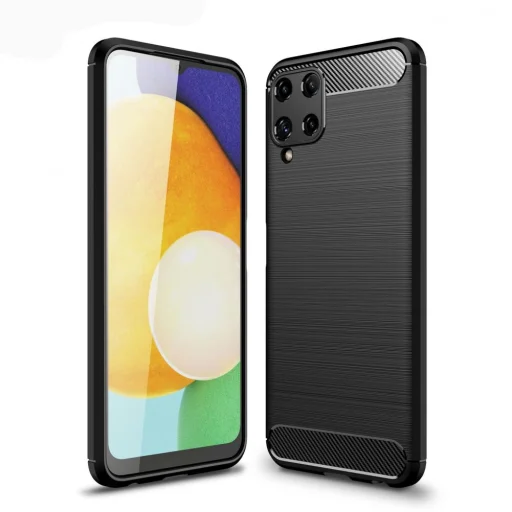 Samsung A22 4G Tech-Protect carbon mintájú TPU tok fekete - 1