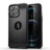 iPhone 12 Pro Max szénszál mintájú TPU tok fekete