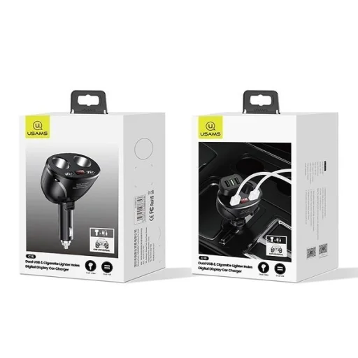 Usams Szivargyújtós Autós Töltő Adapter C16 2xusb 96w Gyorstöltéssel Fekete - 2
