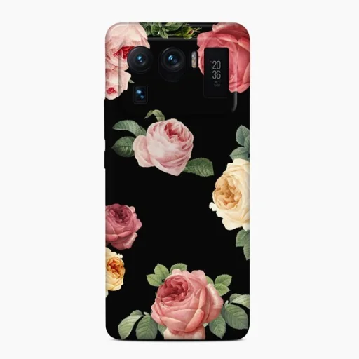 XIAOMI MI 11 ULTRA Casegadget fekete rózsa mintás tok - 1