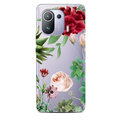 XIAOMI MI 11 PRO Casegadget piros virág mintás tok - 1