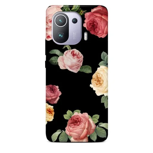 XIAOMI MI 11 PRO Casegadget fekete rózsa mintás tok - 1