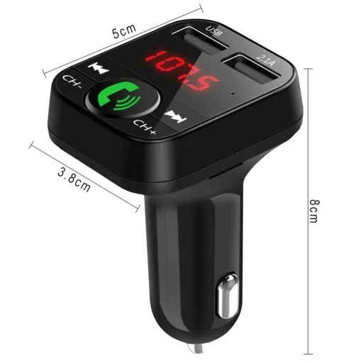 Bluetooth 4.2 2xUSB FM Transmitter 3.4A Töltéssel, TF / microSD kártyaolvasóval B2 fekete - 2