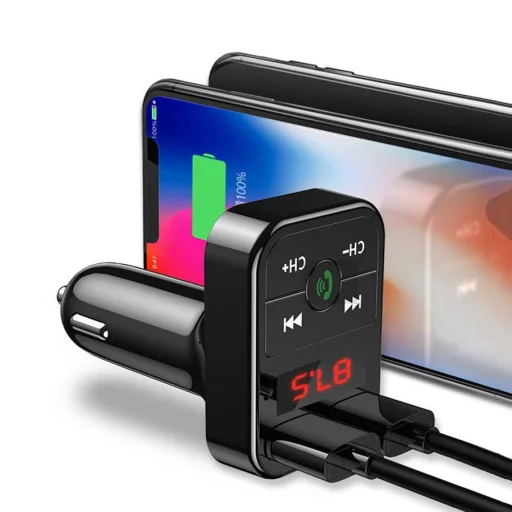 Bluetooth 4.2 2xUSB FM Transmitter 3.4A Töltéssel, TF / microSD kártyaolvasóval B2 fekete - 4