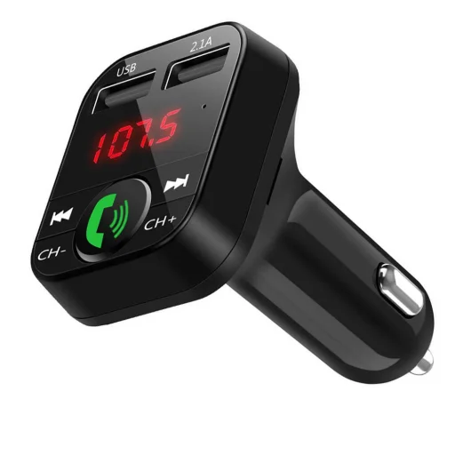 Bluetooth 4.2 2xUSB FM Transmitter 3.4A Töltéssel, TF / microSD kártyaolvasóval B2 fekete - 1