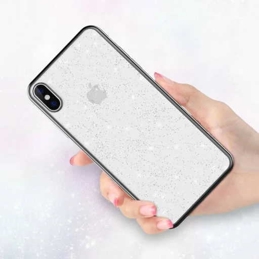 iPhone 12/ 12 Pro SULADA Glitter tok átlátszó/fekete - 8