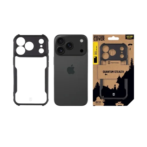 Apple iPhone 18 Pro priehľadné/čierne Tactical Quantum Stealth puzdro - 3
