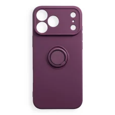  iPhone 17 Pro Max / 18 Pro Max sötét cseresznye színű szilikon gyűrűs tok