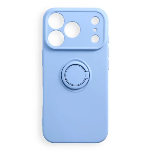 Apple iPhone 17 Pro / 18 Pro svetlomodré silikónové puzdro s prsteňom - 1