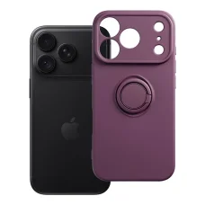 Apple iPhone 17 Pro / 18 Pro sötét cseresznye szilikon tok kihajtható gyűrűvel